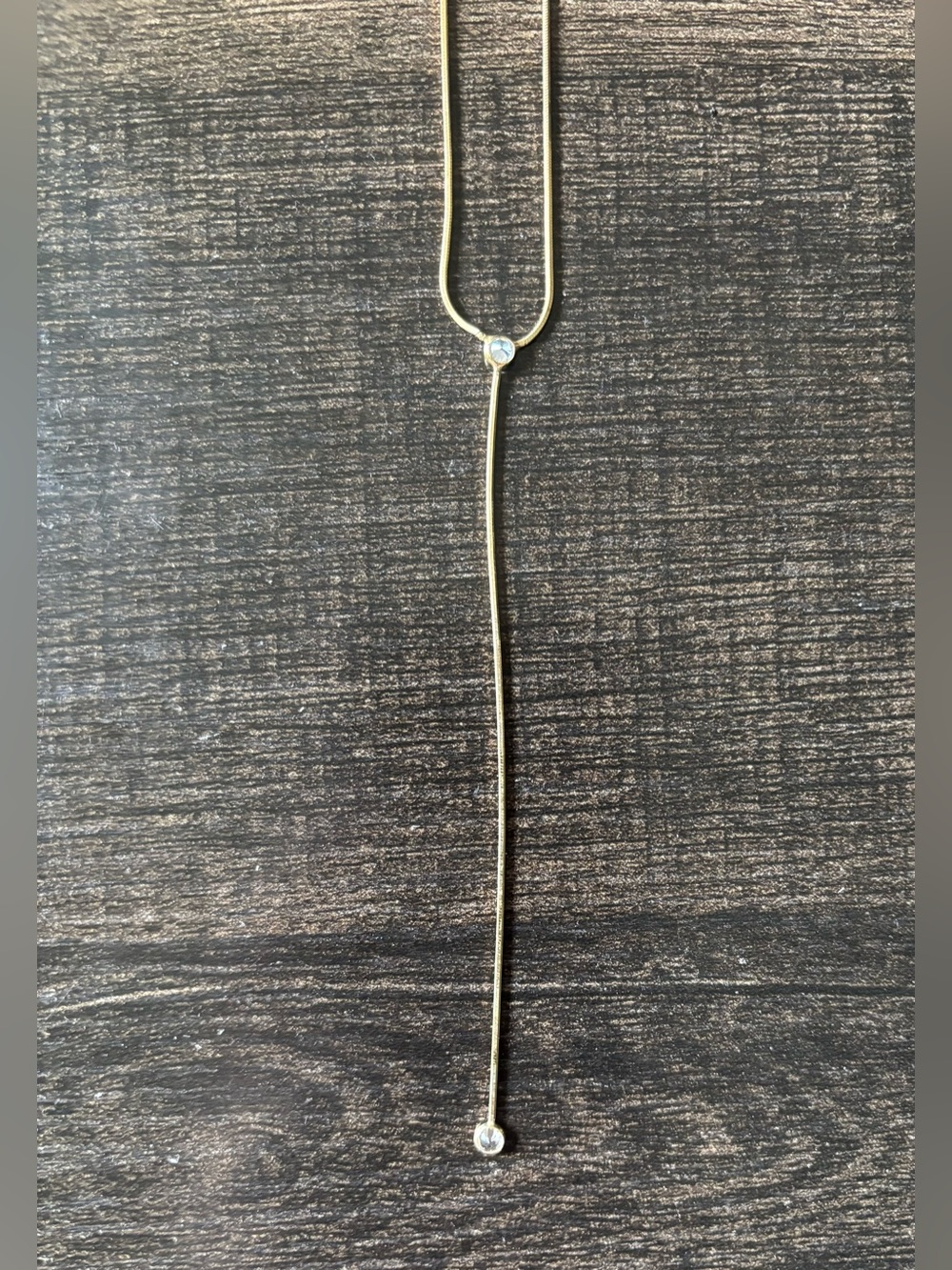 Gold Vermeil Sterling Silver Snake Chain Lariat Y Necklace - Italian 925 CZ - Picture 4 of 9
